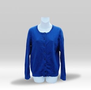 Talbots Cardigan Sweater Button Down Blue Size L